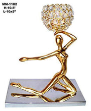 Load image into Gallery viewer, Decorative Metal Lady Yoga Pose with Crystal Bowl Showpiece for Gift/Home Decor &amp; Gifting - Home Decor Lo