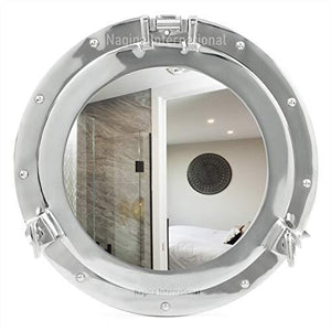 50cm Porthole Nickel Plated Pristine Wall Mounted Mirror | Nautical Home Decor | Bathroom Decor | Nagina International - Home Decor Lo