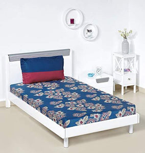 Amazon Brand - Solimo Floral Flakes 144 TC 100% Cotton Single Bedsheet with 1 Pillow Covers, Blue - Home Decor Lo