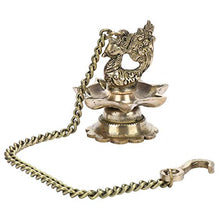 Load image into Gallery viewer, CRAFTHUT Traditional Peacock Brass Hanging Diya with 16 Inch Chain | Deepak | Oil Lamp | Home Decor | Spritiual Gift - Pack of 2 - Home Decor Lo