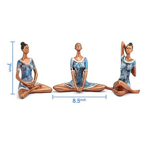 zart Yoga Posture Lady Statue Poly resin Figurine for Home Table Top Living Room Hall Bedroom Shelf Decoration - Yoga Statue in Decor (Blue) - Home Decor Lo