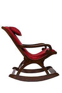 Craftatoz Rocking Chair with Cushioned Back & Seat Handicrafts Rocking Chair Teak Wood Rocking Chair Wooden Rocking Chair for Living Room Home Decor - Home Decor Lo