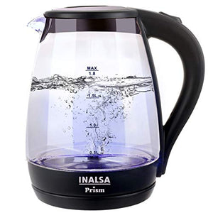 Inalsa Electric Kettle PRISM-1500W with LED Illumination,Boro-Silicate Body, 1.8 L Capacity, Glass Kettle - Home Decor Lo