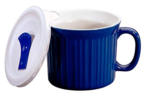CorningWare French White Pop-Ins Mug with Vented Plastic Cover, 20-Ounce, Blueberry - Home Decor Lo