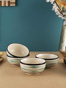 VarEesha Mugdha Off-White Ceramic Veg Bowls/Katori Set of Four - Home Decor Lo