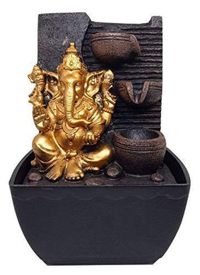Ethnic Karigari Polyresine Ganesha Table Top Water Fountain Showpiece (18 cm X 14 cm X 13 cm) - Home Decor Lo