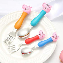 Load image into Gallery viewer, ARADHYA Heavy Quality Games Theme Stainless Steel Baby Feed Spoon and Fork Set - Home Decor Lo
