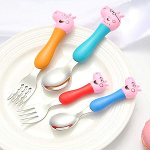 ARADHYA Heavy Quality Games Theme Stainless Steel Baby Feed Spoon and Fork Set - Home Decor Lo