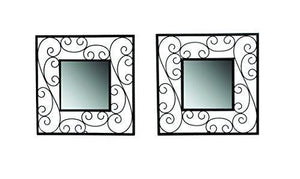 Hosley Decorative Square Iron Wall Mirror (15.24 cm x 29.84 cm, Black, Set of 2) - Home Decor Lo