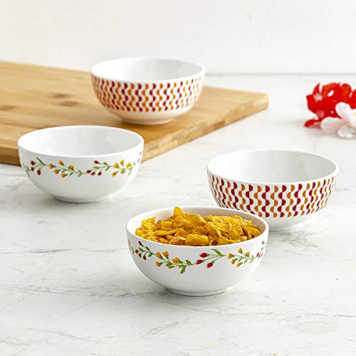 Home Centre Mandarin Emily Printed Katori - Set of 4 - Home Decor Lo