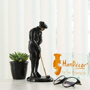 Two Moustaches Brass Golfer Showpiece Figurine Black | Home Decor | - Home Decor Lo