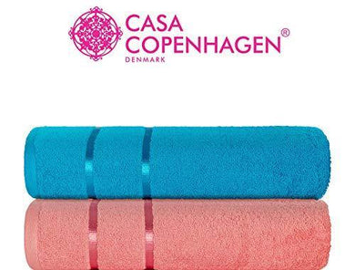 Casa Copenhagen - Cotton Eternal 2 Pcs Medium Bath Towel (60 x 120cm) Colour : Flamingo Pink + Hawaiian Ocean - Home Decor Lo