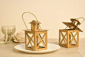 Mokari Gold Hanging Lantern | Tealight Holder | Diwali Decoration & Gifitng Items (Set of 2) - Home Decor Lo