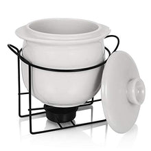 Load image into Gallery viewer, Urban Snackers Porcelain White Casserole -600ml, with lid and Metal Stand for Serving Food - Home Decor Lo