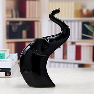 LADROX Lavish Home Décor Elephant Set | Glossy Ceramic Figurines - (Set of 2 Piece, Red Black)