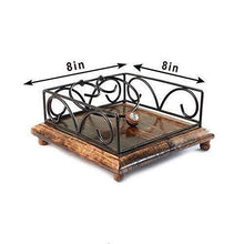 Load image into Gallery viewer, Fabulo Wrought Iron and Wood Tissue Paper Napkin Holder Stand for Dining Table Brown - Home Decor Lo