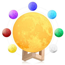 Load image into Gallery viewer, Wazdorf 3D USB Rechargeable Moon Lamp 7 Color Changing Sensor Touch Crystal Ball Night Lamp with Wooden Stand, Bedroom Lamp, Night Lamp for Bedroom, Bedroom Lamp for Kids (with Stand)(15CM) - Home Decor Lo