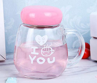 SATYAM KRAFT Glass Coffee/Tea Mug - 1 Piece, Pink, 350 Ml - Home Decor Lo