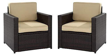 A K Furniture Rattan and Wicker Balcony Furniture Set with 2 Sofa Chair and Cushion (Brown) - Home Decor Lo