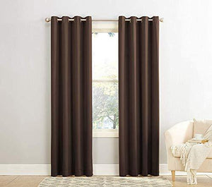 The Home Decor Experts Beautiful 2 Piece Elegant Royal Eyelet Plain Door Curtain Big Size 7 Feet and 6 Inch for Door_Coffee - Home Decor Lo