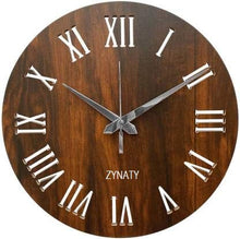 Load image into Gallery viewer, ZYNATY Round Shape MDF Wooden Wall Clock with Romman Numerals Silent Wall Clock for Indoor/Living Room/Bedroom/Kitchen/Dining Room Decor (Dark Brown ) (11 INCH) - Home Decor Lo