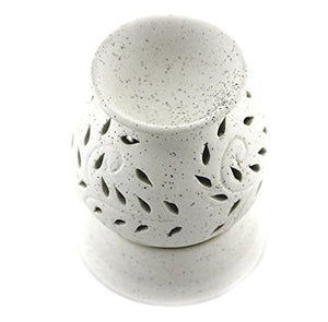 BRAHMZ Ancient Matki Shape Electric Ceramic Aroma Oil Diffuser with Bulb, 12 cm (White) - Home Decor Lo