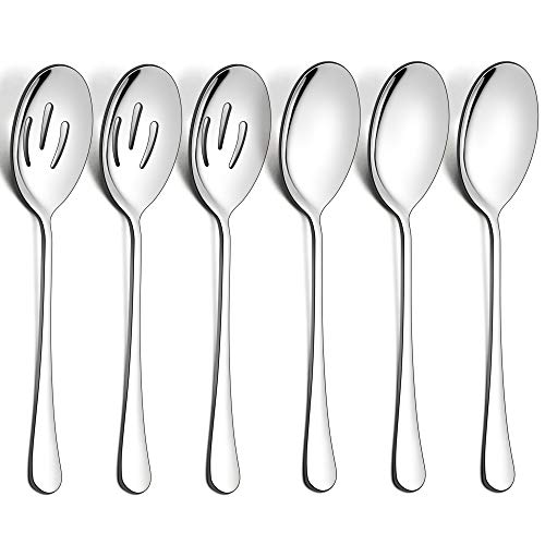 Serving Spoons,ToppingBest Slotted Spoon 304 Stainless Steel for Buffet  Party Restaurant Banquet Metal Comically Large Spoon,Serving Utensils