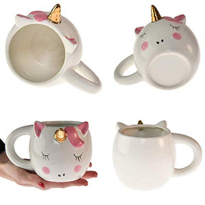 KOMTO Ceramic Unicorn Coffee Mug Travel Tea Cup - 1 Piece, White, 300ml, - Home Decor Lo