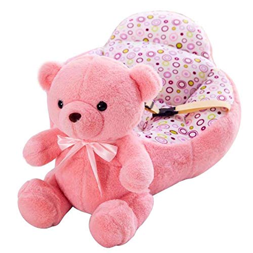 Ram Products Teddy Shape Soft Plush Cushion Sofa Seat | Velvet Rocking Chair for Kids (Pink, for 7months and Above) - Home Decor Lo