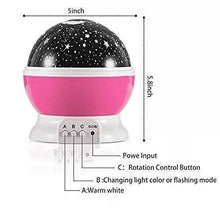 Load image into Gallery viewer, AZOD Star Projector Romantic LED 360 Degree Rotation 4 LED Bulbs 9 Light Color Changing with USB Cable Night Light Lamp (Multicolour) - Home Decor Lo