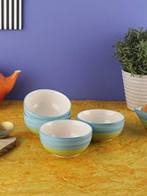 Load image into Gallery viewer, VarEesha Ananda Blue Green Ceramic Veg Bowls/Katori Set of Four - Home Decor Lo