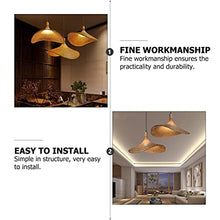 Load image into Gallery viewer, Beaupretty Bamboo Lantern Pendant Lamp Retro Chinese Rattan Basket Ceiling Pendant Light Shade Rattan Dome Wicker Chandelier Lampshade Hanging for Living Room Bedroom