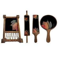 Load image into Gallery viewer, PapyrusBolsys - Wooden Khatiya Platter Printed - Design 002 - Set of 4 Pcs. - Multicolor - Home Decor Lo