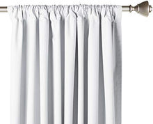 Load image into Gallery viewer, AmazonBasics Room Darkening Blackout Window Curtains (Pack of 2) with Tie Backs - 245 GSM - (5.25 ft) - White - Home Decor Lo