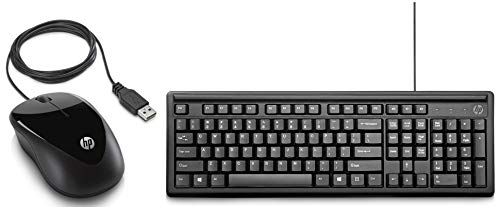 HP X1000 Wired Mouse (Black/Grey) + HP 100 Wired USB Keyboard - Home Decor Lo