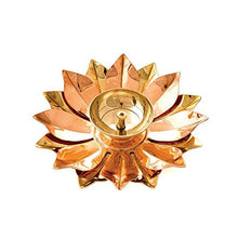 Load image into Gallery viewer, Menzy Festive Cheers Lotus Shape Akhand Diya Oil Puja Lamp for Office Home Mandir or Temple, Brass Diyas for Pooja Decoration or Diwali Gifts - Golden - Home Decor Lo