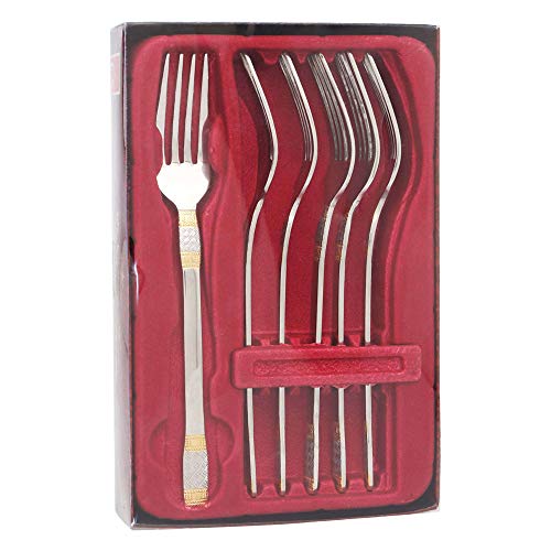 HomeStop FNS Celebration Embossed Dinner Fork Set of 6 (Silver_Free Size) - Home Decor Lo