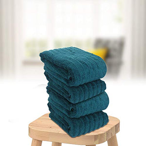 Ein Sof 100% Organic Cotton Large Bath Towels (75 cm x 150 cm) Super Absorbent || Ribbed Design || Zero Twist Luxurious Bath Towel (525 GSM , Green) - Home Decor Lo