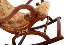 Load image into Gallery viewer, Globel Interiors India Italian Velvet Cushioned Teak Wood Carved Premium Embellished Rocking Chairs for Living Room | Rolling Chair | Chair for Grandpaa (Color ; Beige) - Home Decor Lo