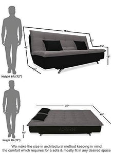adorn india aspen three seater sofa cum bed (medium grey & black) - Home Decor Lo
