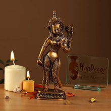 Load image into Gallery viewer, Two Moustaches Brass Goddess Tara Standing Statue, Standard, Multicolour, 1 Piece