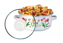 Load image into Gallery viewer, IBELL IBL ECS 206FL Decorative Enamel Ceramic Casserole with Sturdy Glass Lids, 20 cm, 2.2 L - Home Decor Lo