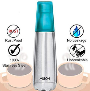 Milton Vertex -500 Thermosteel Water Bottle with Unbreakable Blue Tumbler, 500 ml, Blue - Home Decor Lo