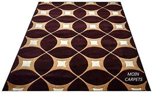 Moin Carpets Geometric Design Acrylic Wool Soft and Thick Carpet/Rug, 6 x 8 feet Carpet for Living Room/Home, (180 x 235 cms) Brown - Home Decor Lo