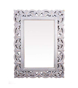 The Urban Store Wood Vintage Antique Style Home Decorative Wall Mirror, 50 X 37 1.5 cm (Grey) - Home Decor Lo