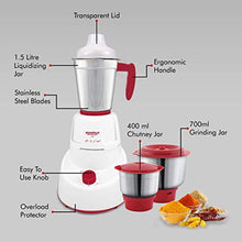 Load image into Gallery viewer, Maharaja Whiteline MG Livo MX-151 Mixer Grinder, 500W, 3 Jars (Red) - Home Decor Lo