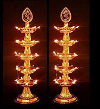 Load image into Gallery viewer, Enamic UK Premium 5 Layer Electric Gold LED Bulb Lights Diya|Deep|Deepak for Pooja|Puja|Mandir| Diwali Festival Decoration||Pack of 2|| Make in India || H-032 - Home Decor Lo