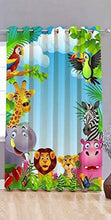 Load image into Gallery viewer, Amazin Homes Cartoon Jungle Animal 3D Digital Print Eyelet Polyester Door Curtain for Kids Room (Multicolour, 4X7 Feet) - Home Decor Lo