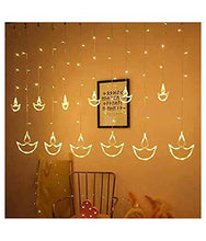 Load image into Gallery viewer, DesiDiya® Warm White Diya/Diwali Light Curtain, String Lights with 12 Hanging Diyas, 8 Flashing Modes, Decoration Lighting, Festive Home Decor - Home Decor Lo