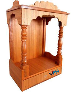 VFH Temple Engineered Wooden Beautiful Pooja Room Plywood Mandir for Home (Height: 45 cm) Golden Brown - Home Decor Lo